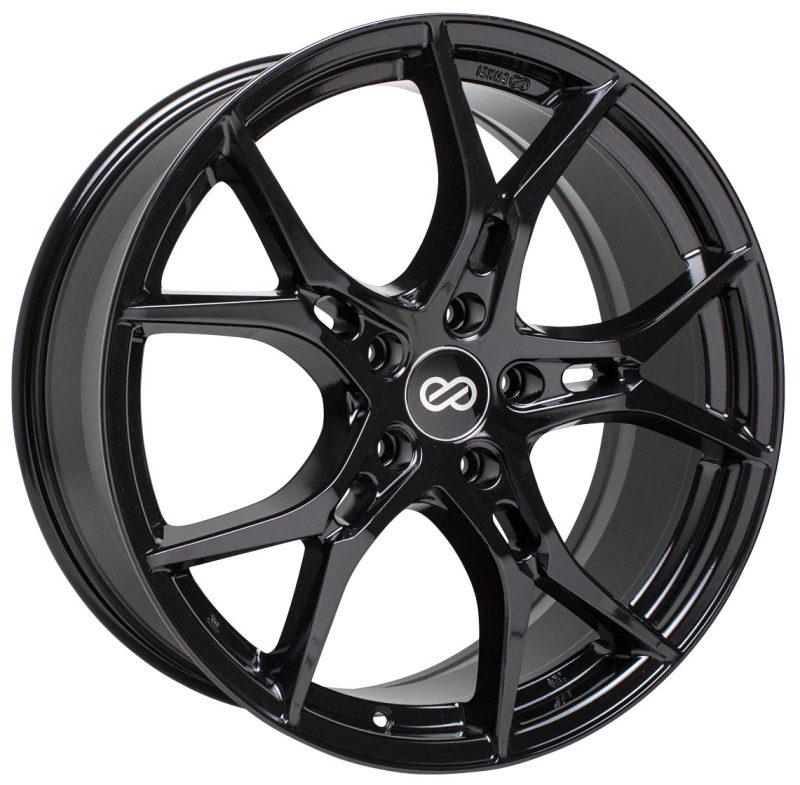 Enkei Enkei Vulcan 17X7.5 38mm Offset 5x114.3 Bolt 72.6mm Bore Gloss Black Wheel - Front View
