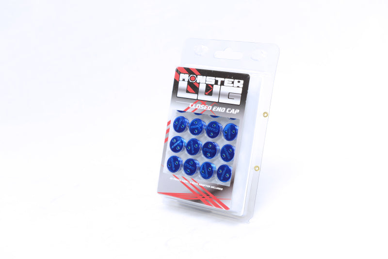 Wheel Mate Wheel Mate Monster Lug Caps M14x1.50 Set of 20 - Blue - Plastic - Front View