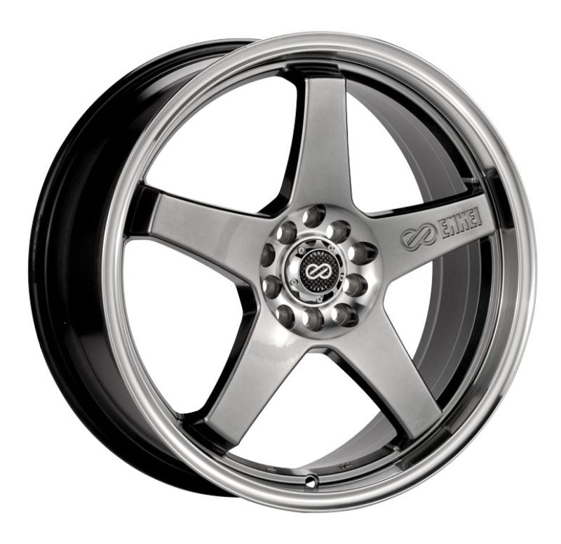 Enkei Enkei EV5 17x7 4x100/108 45mm Offset 72.6 Bolt Diameter Hyper Black w/ Machined Lip Wheel - Front View