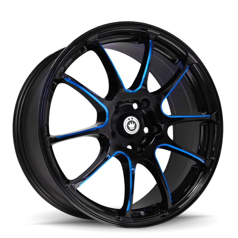 Konig Konig Illusion 18x8 5x114.3 ET45 Black/Ball Cut Blue - Front View