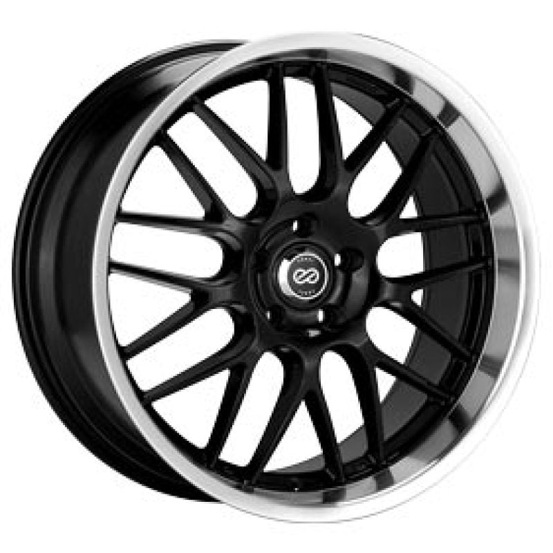 Enkei Enkei Lusso 18x8 45mm Offset 5x112 Bolt Pattern 72.6 Bore Black w/ Machined Lip Wheel - Front View