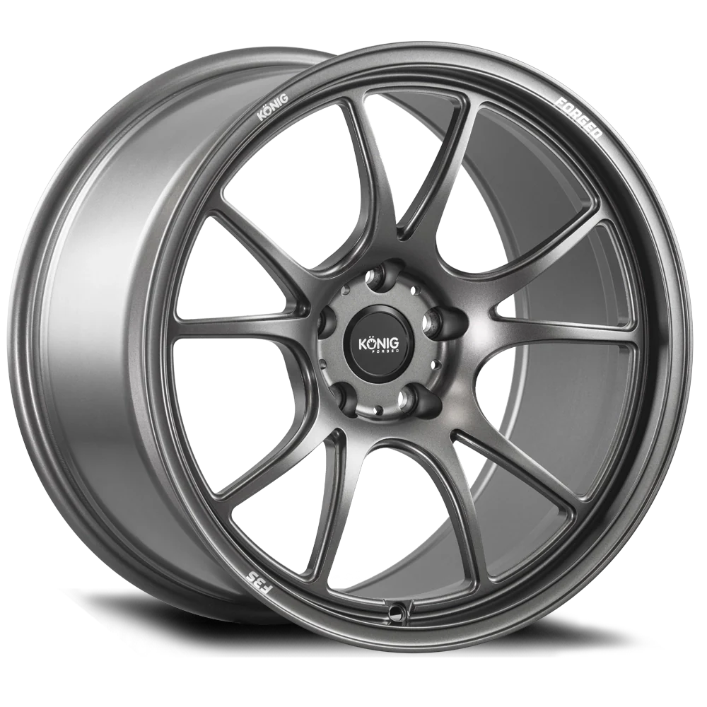 Konig Konig F3S Forged Wheel 18X8.5 5X114.3 ET35 Satin Charcoal Knurled Bead - Front View