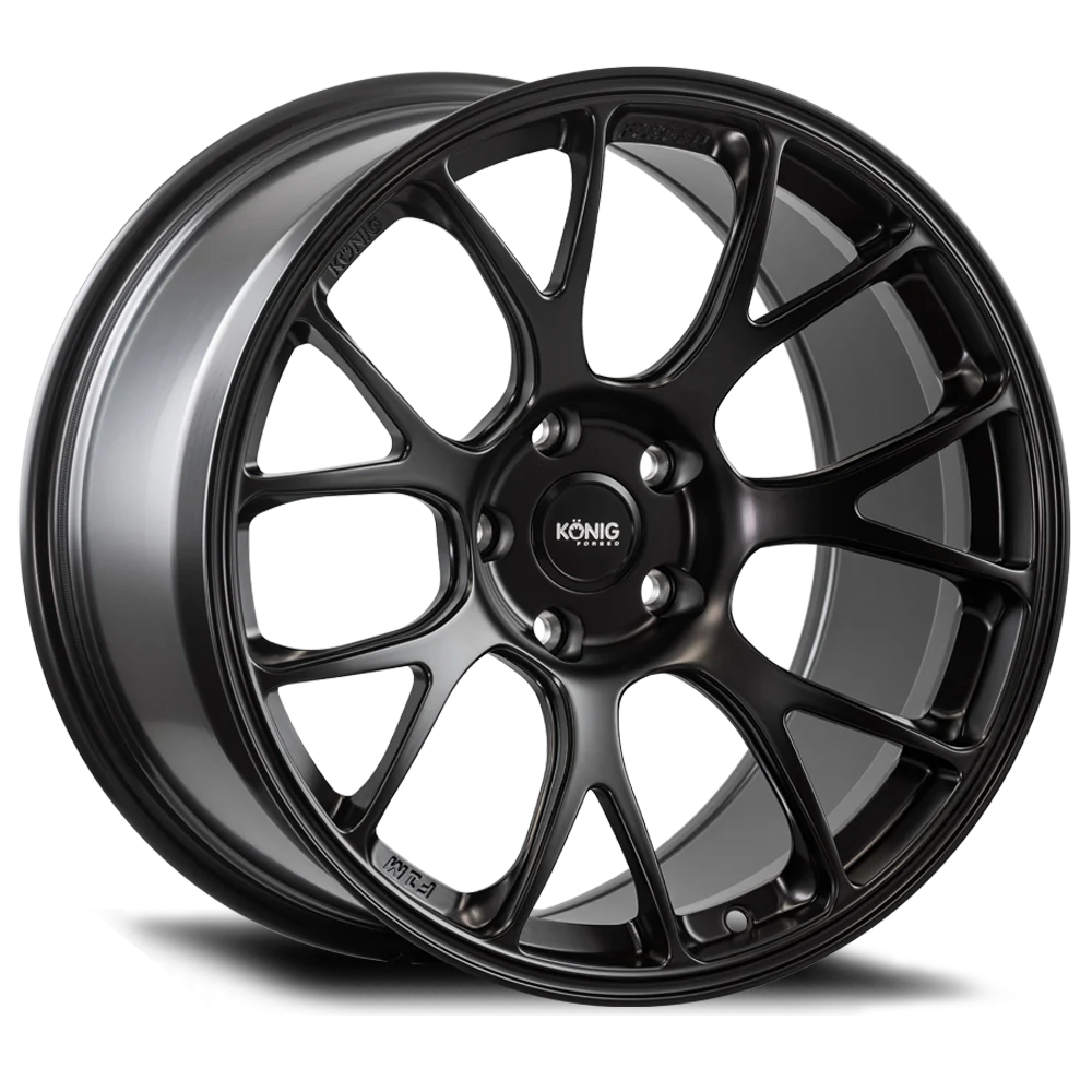 Konig Konig Forged F1M 18X9.5 5X114.3 ET25 Satin Black Knurled Bead - Front View
