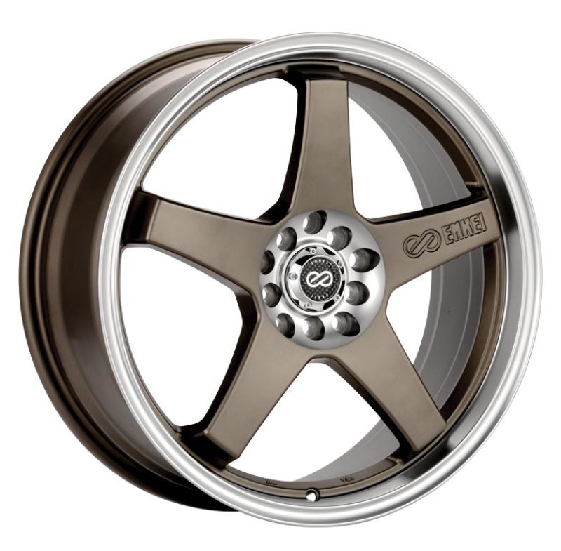 Enkei Enkei EV5 17x7 5x100/114.3 45mm Offset 72.6 Bolt Diameter Matte Bronze w/ Machined Lip Wheel - Front View