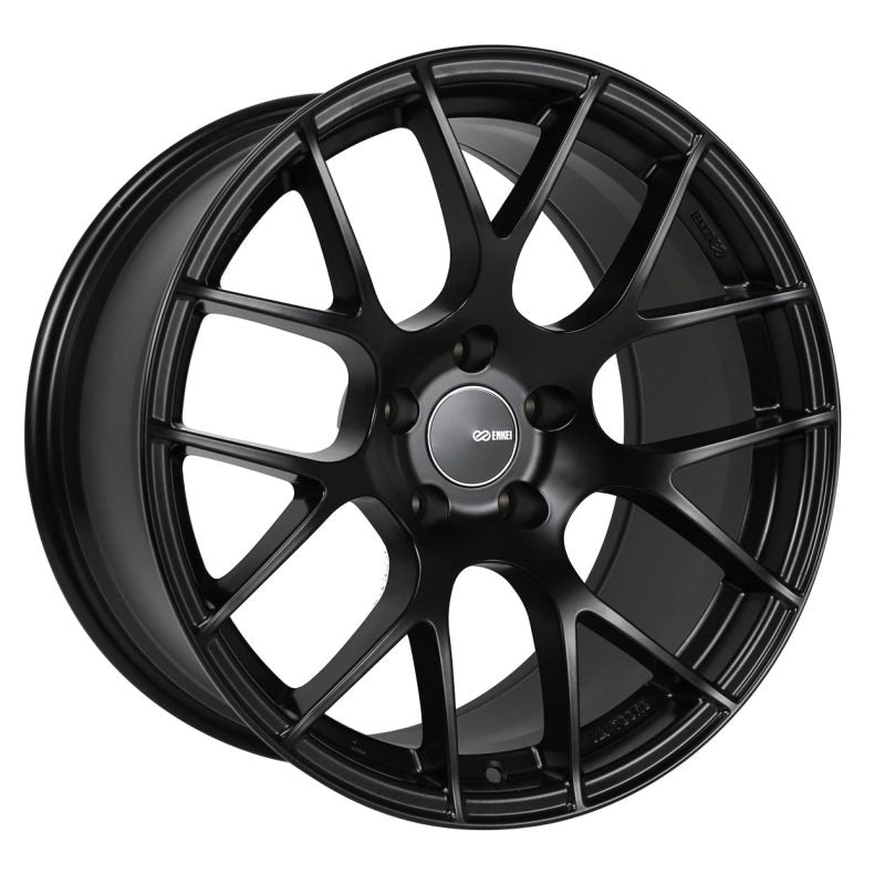 Enkei Enkei Raijin 18x8.5 35mm Offset 5x114.3 Bolt Pattern Matte Black Wheel - Front View
