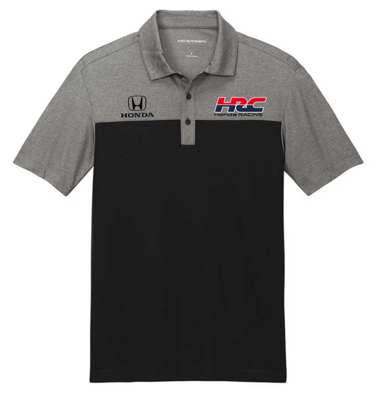 HRC HRC Honda Racing 2 Tone Polo Black Grey - Front View