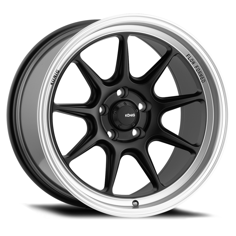 Konig Konig Countergram 18x9.5A 5x114.3 ET35 Matte Black / Matte Machined Lip - Front View