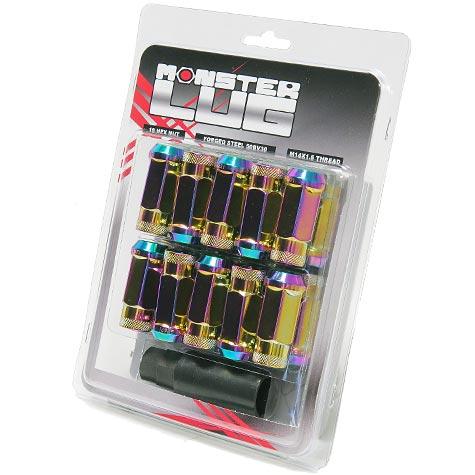 Wheel Mate Wheel Mate Monster Open End Lug Nut Set of 20 - Chrome Neon 14x1.50 - Front View