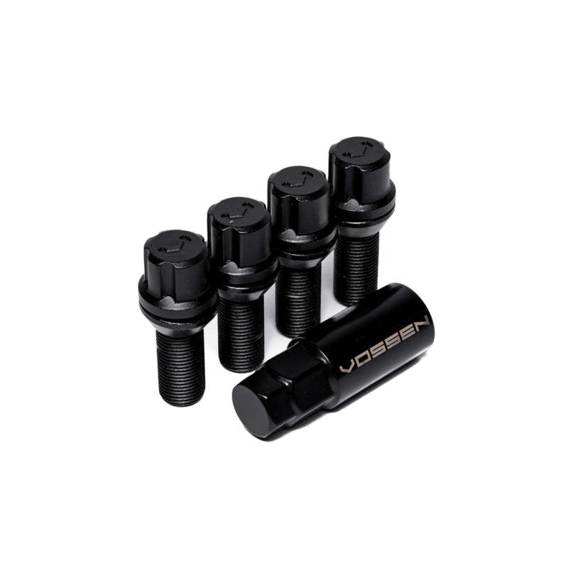 Vossen Vossen 30mm Lock Bolt - 14x1.5 - 17mm Hex - Cone Seat - Black (Set of 4) - Front View