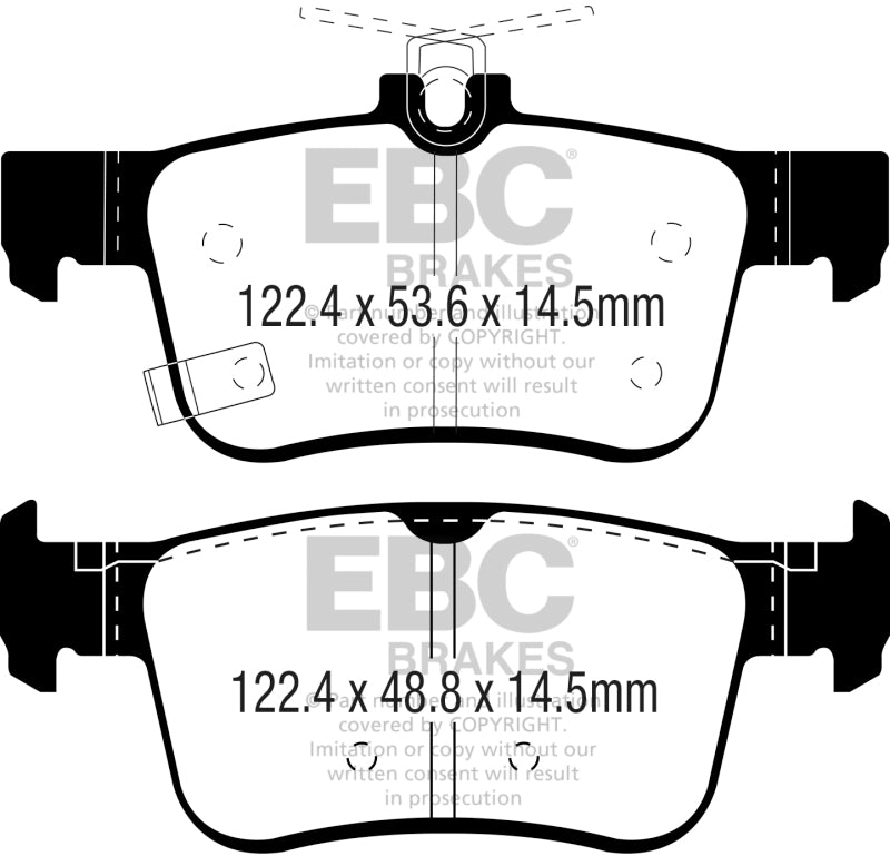 EBC Yellow Brake Pads Rear Civic Type R FK8 FL5 Size Dimensions
