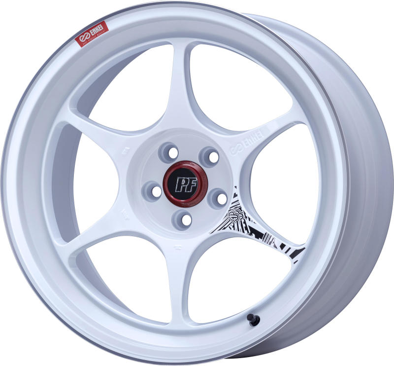 Enkei Enkei PF06 18x9.5 5x114.3 27mm Offset 75mm Bore White Machined Wheel - Front View
