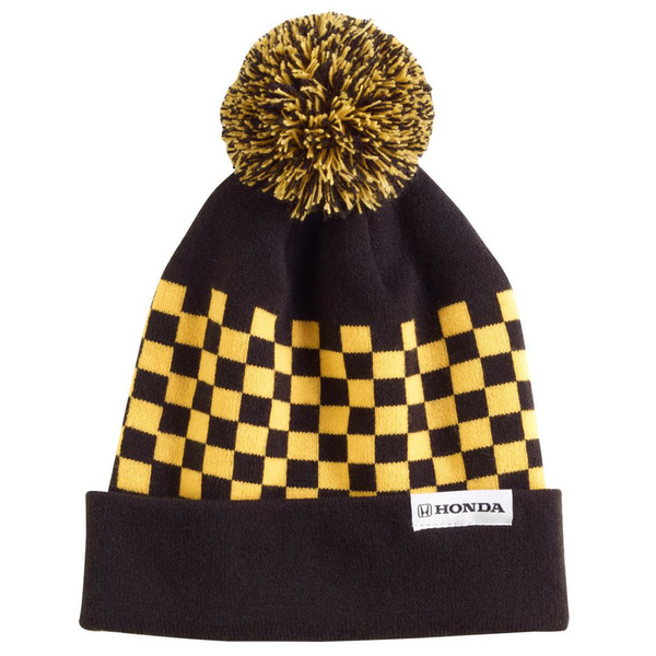 Honda Honda Yellow Black Checkerded Beanie - Front View