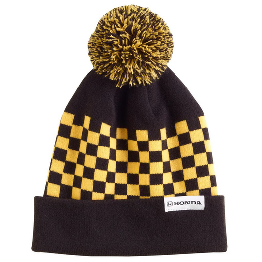 Honda Honda Yellow Black Checkerded Beanie - Front View