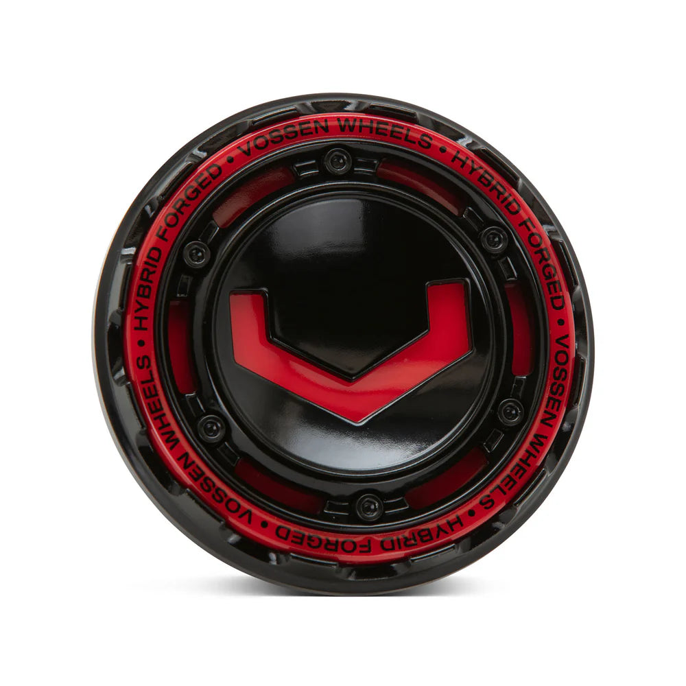 Vossen Billet Modular Cap - Large - Gloss Black w/ Red Insert