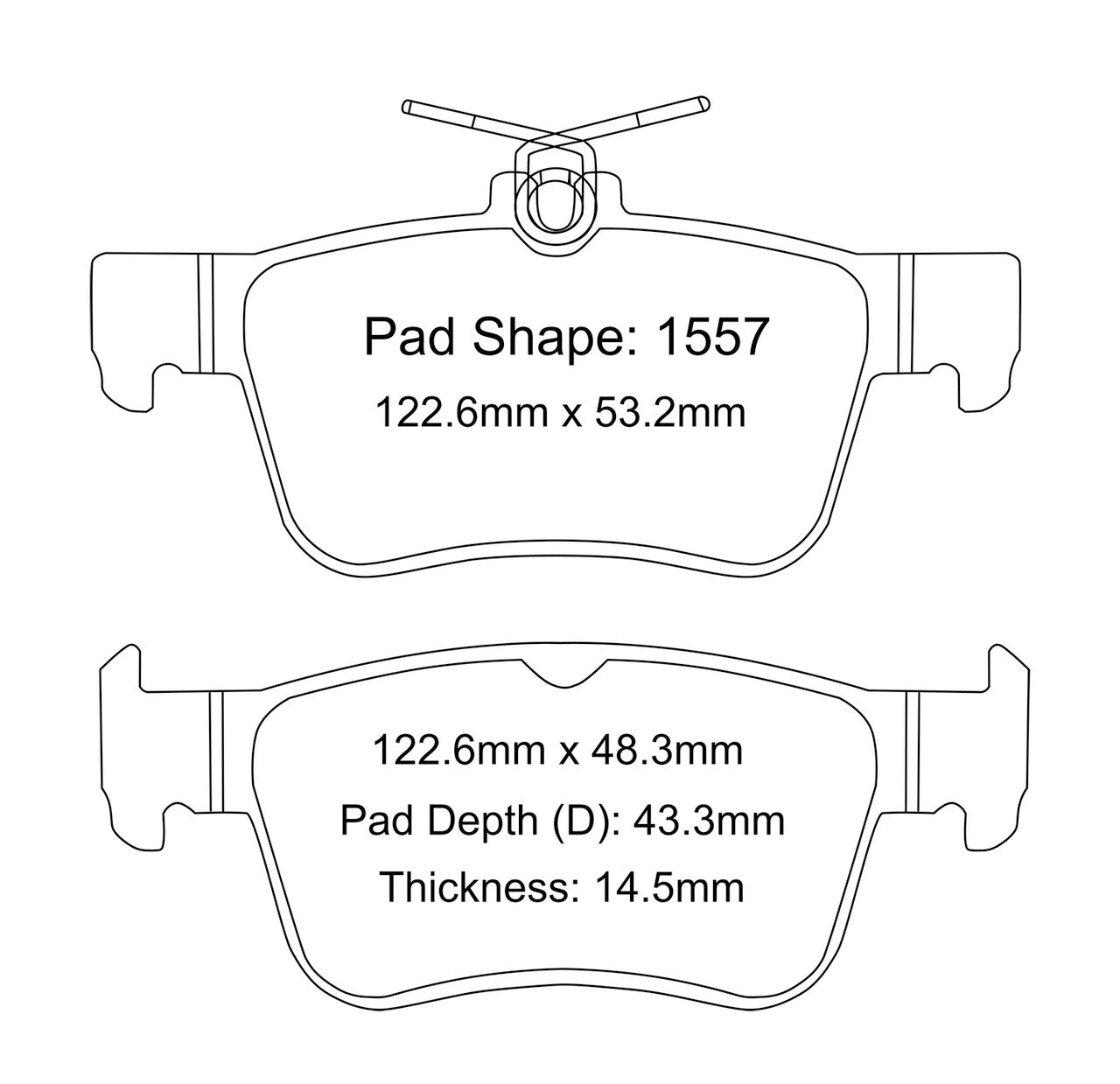 Paragon Civic Type R PBP1557 Rear Brake Pads Diagram