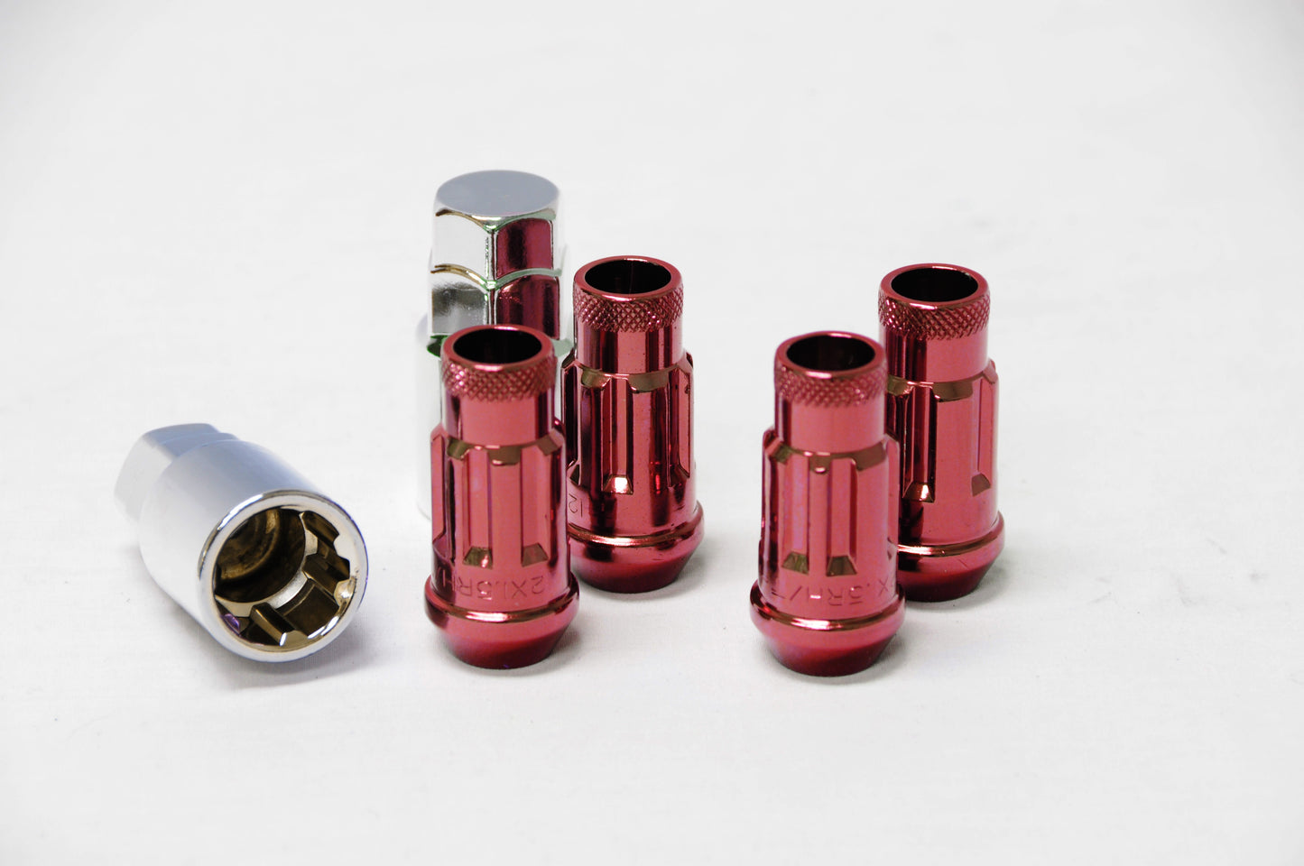 Wheel Mate Wheel Mate Muteki SR48 Open End Locking Lug Nut Set of 4 - Red 12x1.25 48mm - Front View
