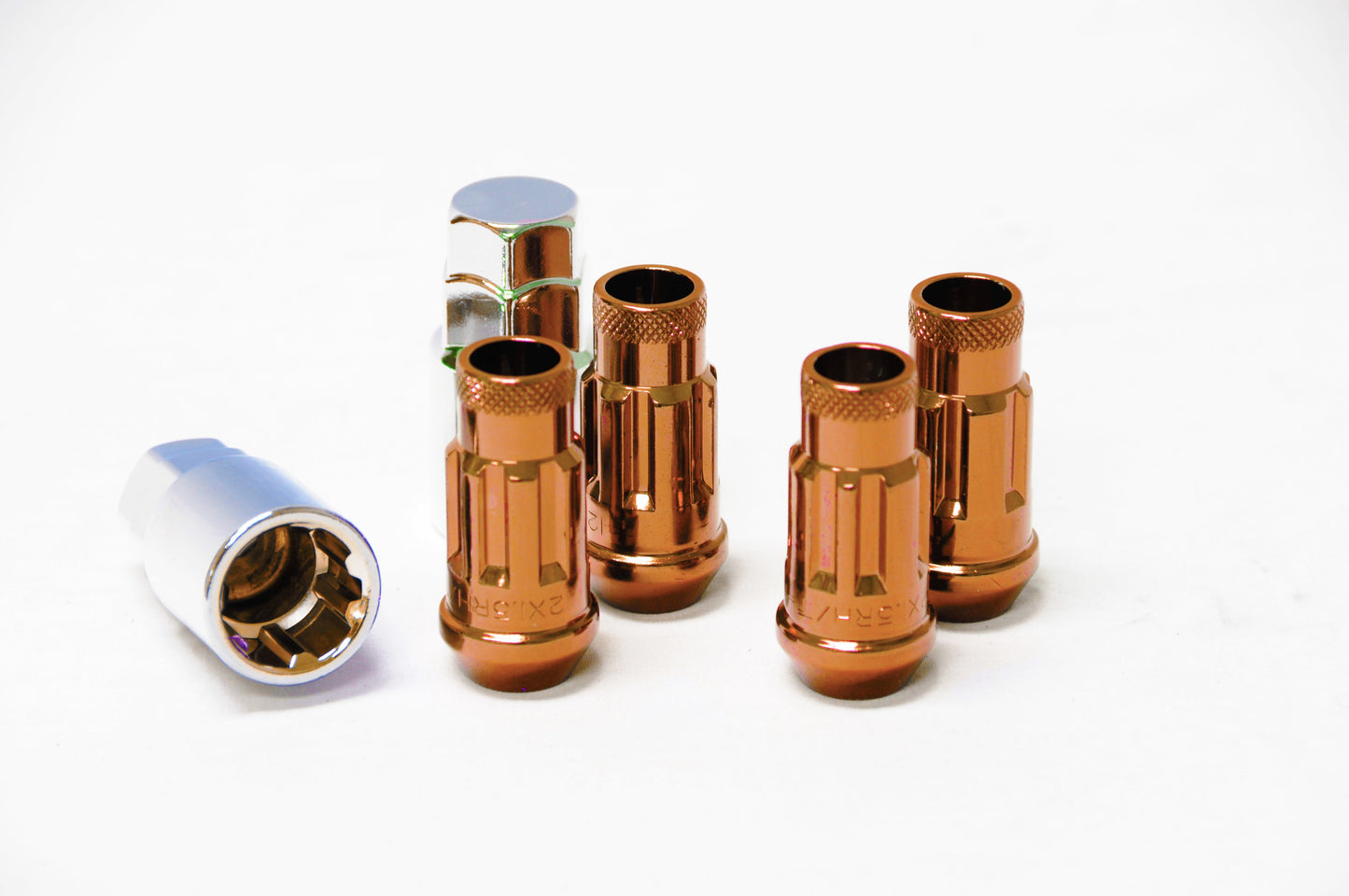 Wheel Mate Wheel Mate Muteki SR48 Open End Locking Lug Nut Set of 4 - Orange 12x1.25 48mm - Front View