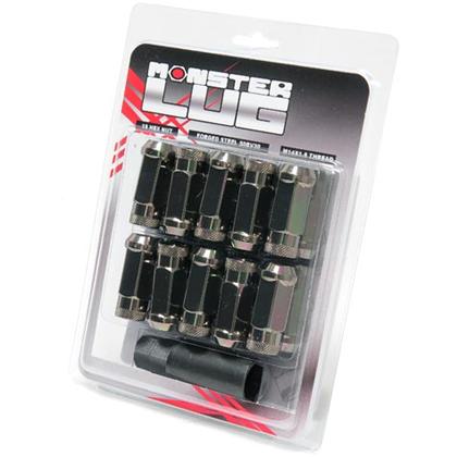 Wheel Mate Wheel Mate Monster Open End Lug Nut Set of 20 - Black Chrome 14x1.50 - Front View