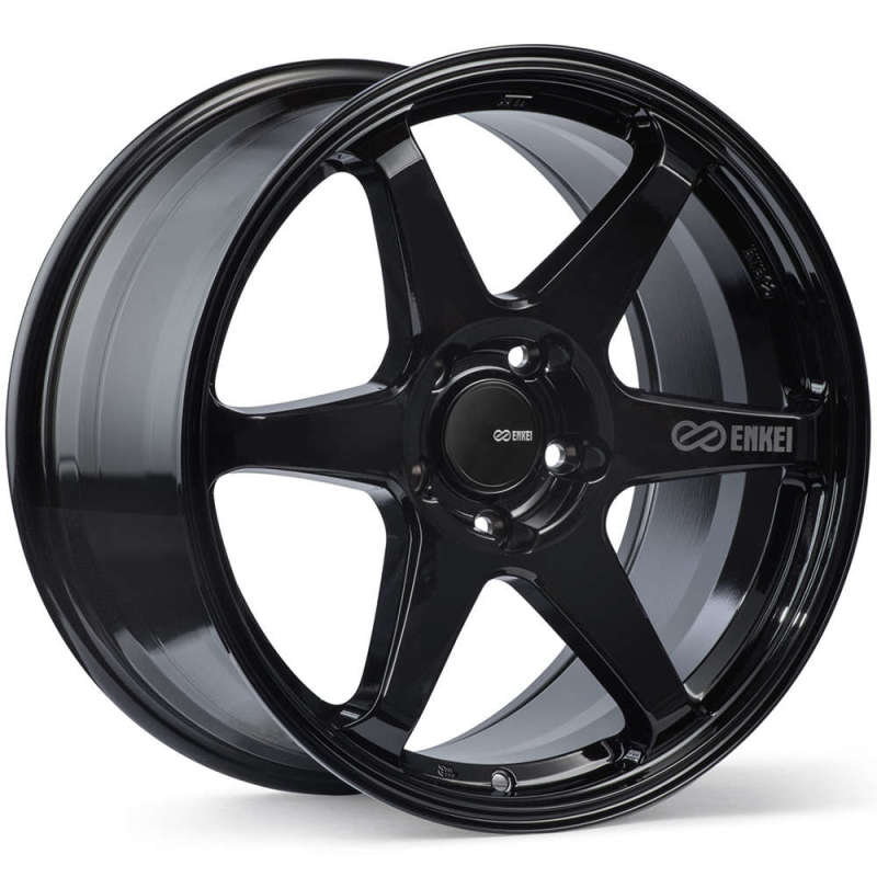 Enkei Enkei T6R 18x8 40mm Offset 5x114.3 Bolt Pattern 72.6 Bore Gloss Black Wheel - Front View