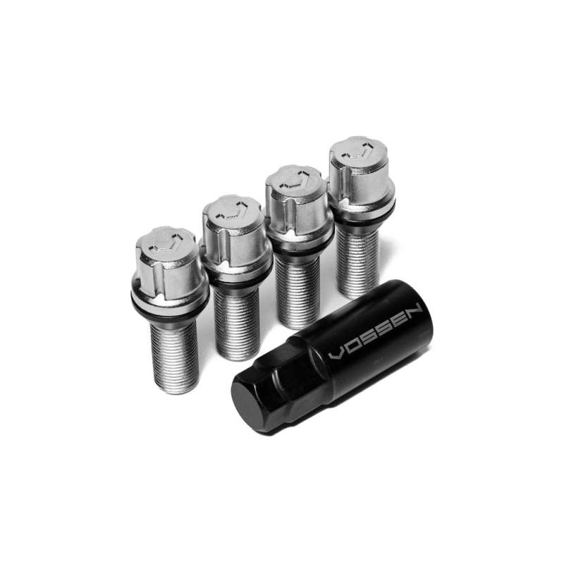Vossen Vossen 30mm Lock Bolt - 14x1.5 - 17mm Hex - Cone Seat - Silver (Set of 4) - Front View