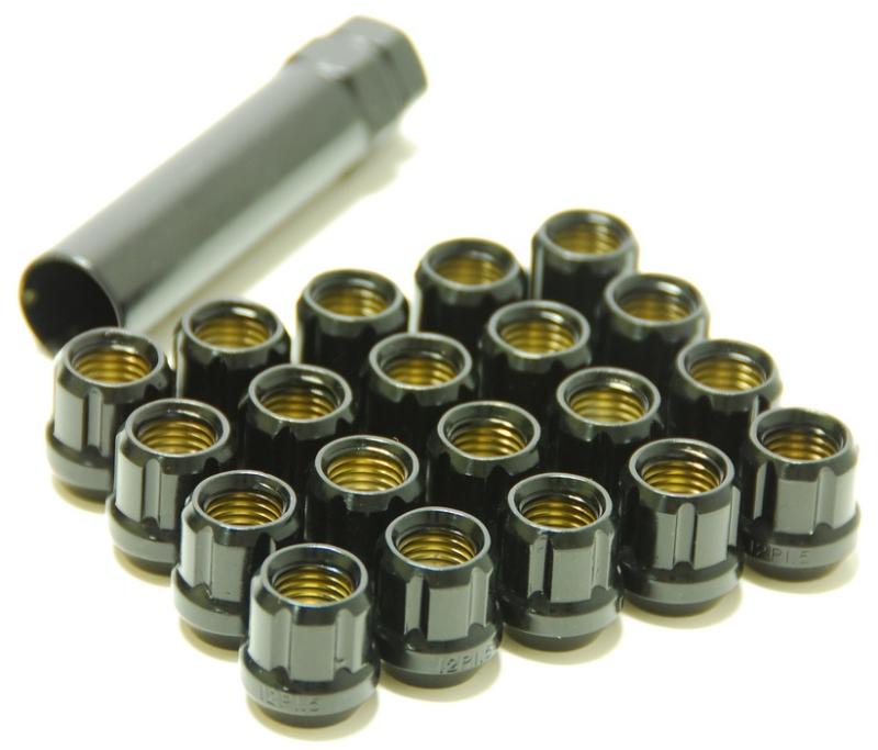 Wheel Mate Wheel Mate Muteki Open End Lug Nuts - Deep Black 12x1.50 - Front View