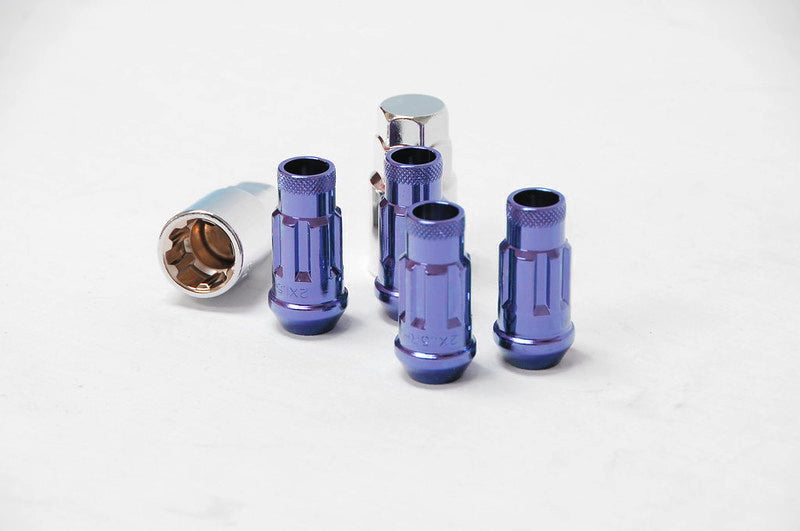 Wheel Mate Wheel Mate Muteki SR48 Open End Locking Lug Nut Set of 4 - Burning Blue Neon 12x1.25 48mm - Front View