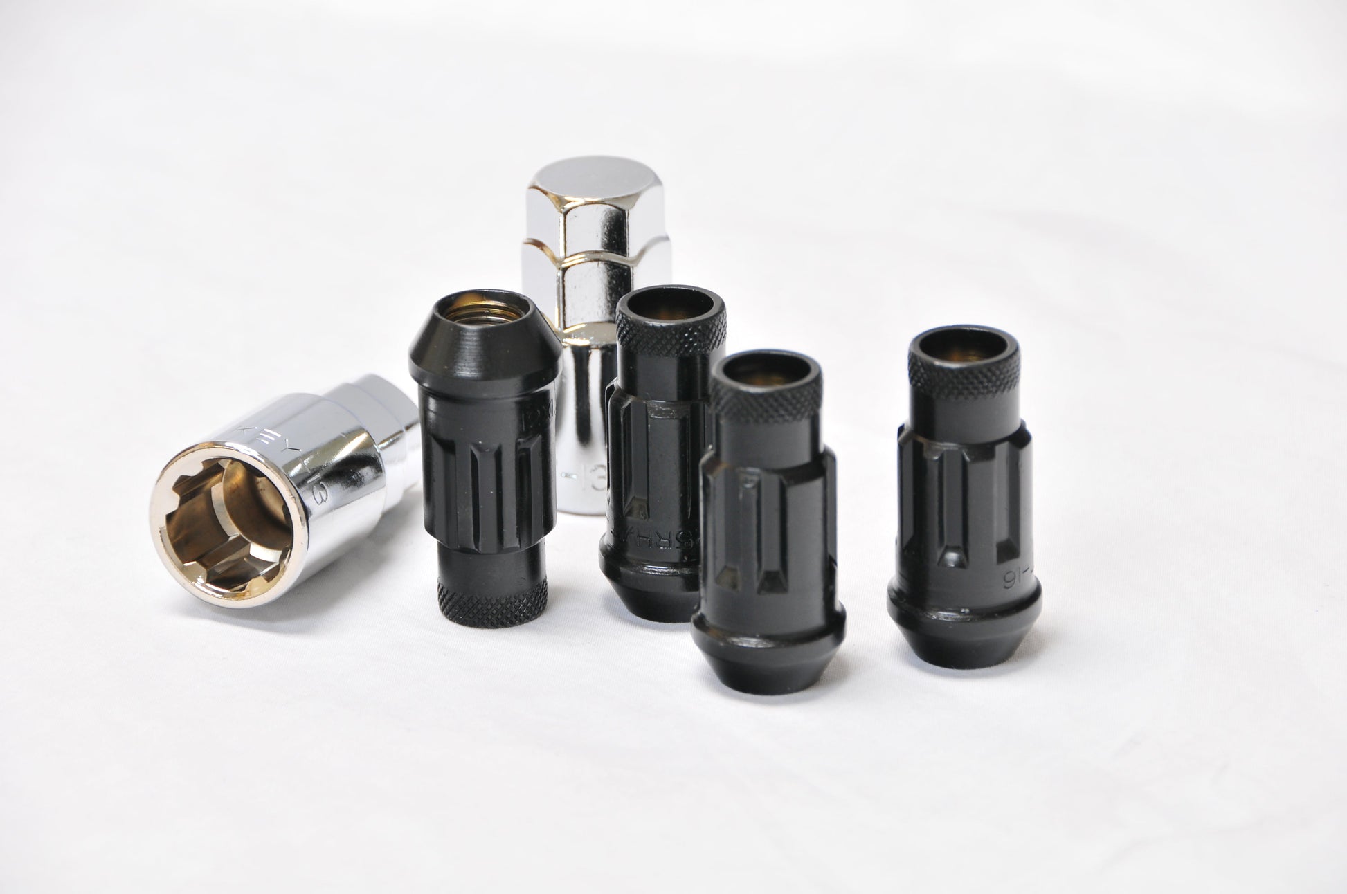 Wheel Mate Wheel Mate Muteki SR48 Open End Locking Lug Nut Set of 4 - Black 12x1.25 48mm - Front View