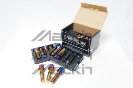 Wheel Mate Wheel Mate Mevius Lug Bolt Set of 20 - Black 14x1.25 27mm Cone 60 DEG TAP - Front View