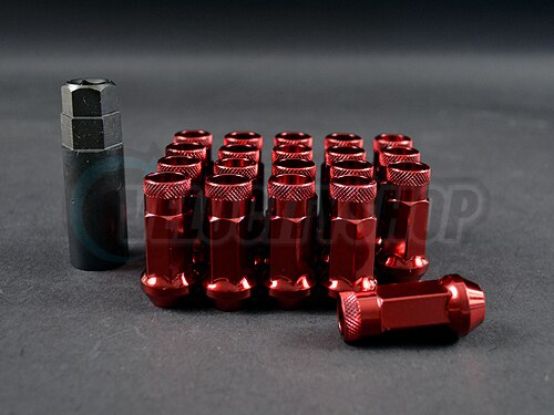 Wheel Mate Wheel Mate Muteki SR48 Open End Lug Nuts - Red 12x1.25 48mm - Front View