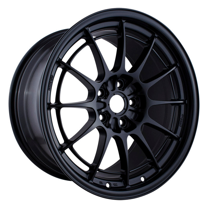 Enkei NT03+M black multi-spoke wheel with perimeter brace ring