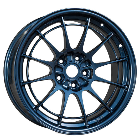 Enkei NT03+M Misty Blue 18x9.5 racing wheel front view