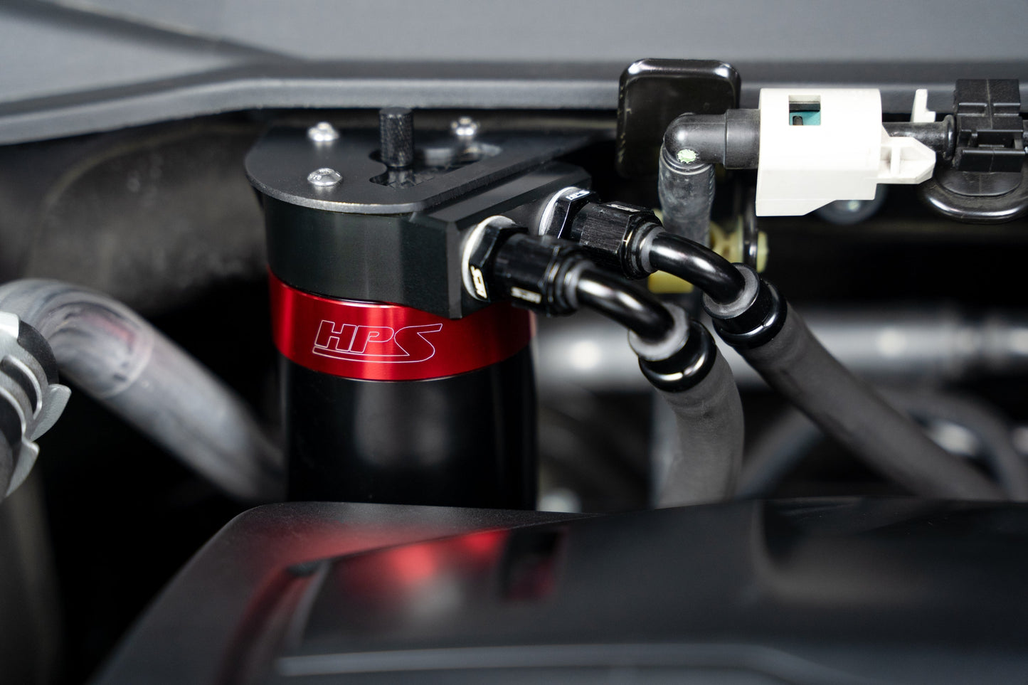 HPS Performance Billet Aluminum Oil Catch Can Kit, Red, 860-015