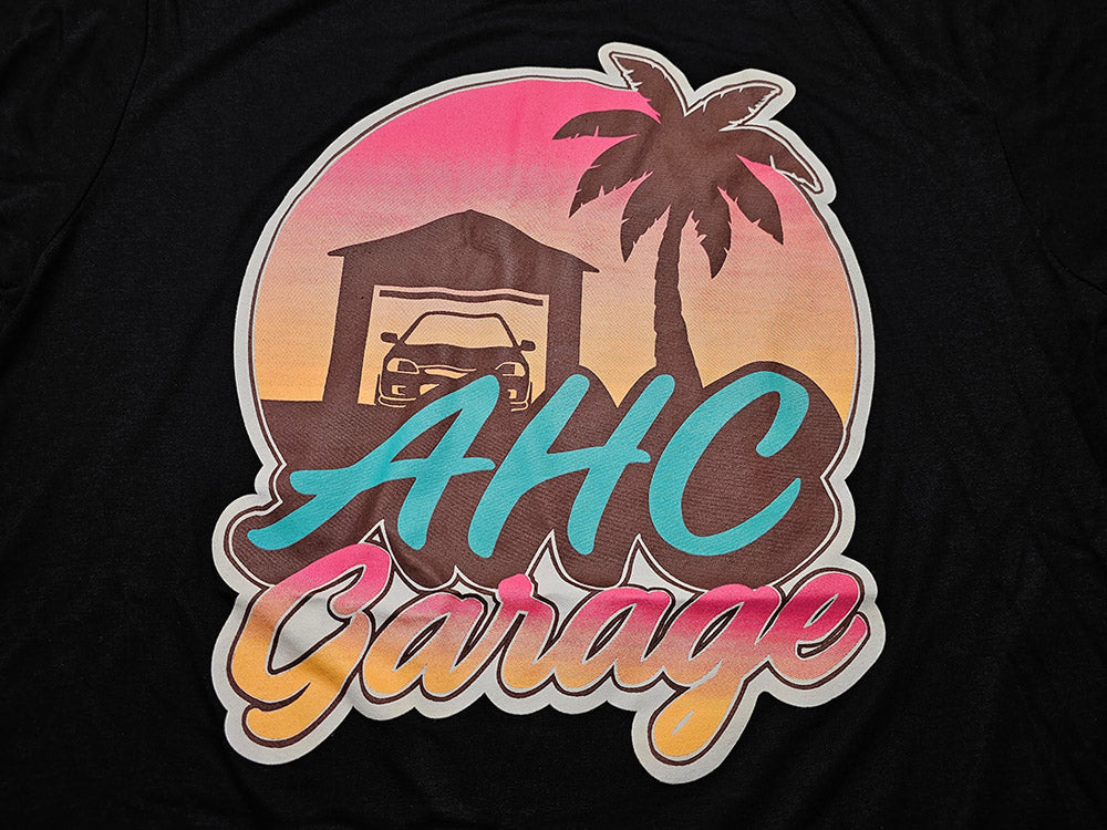 AHC Garage Never Ending Summer T-Shirt Rear Logo Close up View AHC Meet Limited Merch