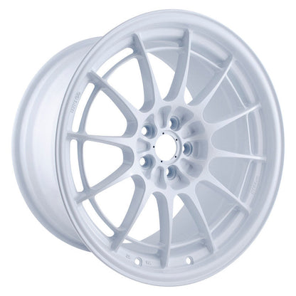 Enkei NT03+M 18x9.5 Vanquish White racing wheel front view