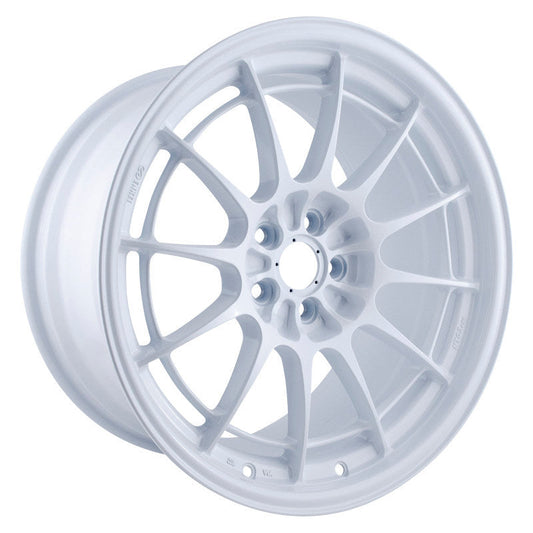 Enkei NT03+M 18x9.5 Vanquish White racing wheel front view