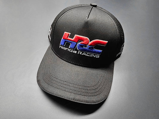 HRC Honda Racing black perforated hat front view