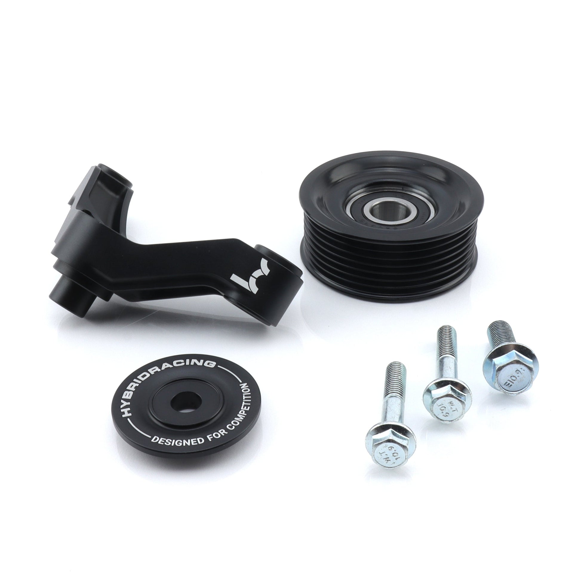 Hybrid Racing Hybrid Racing K-Series Idler Bracket, Pulley & Belt Combo - Front View