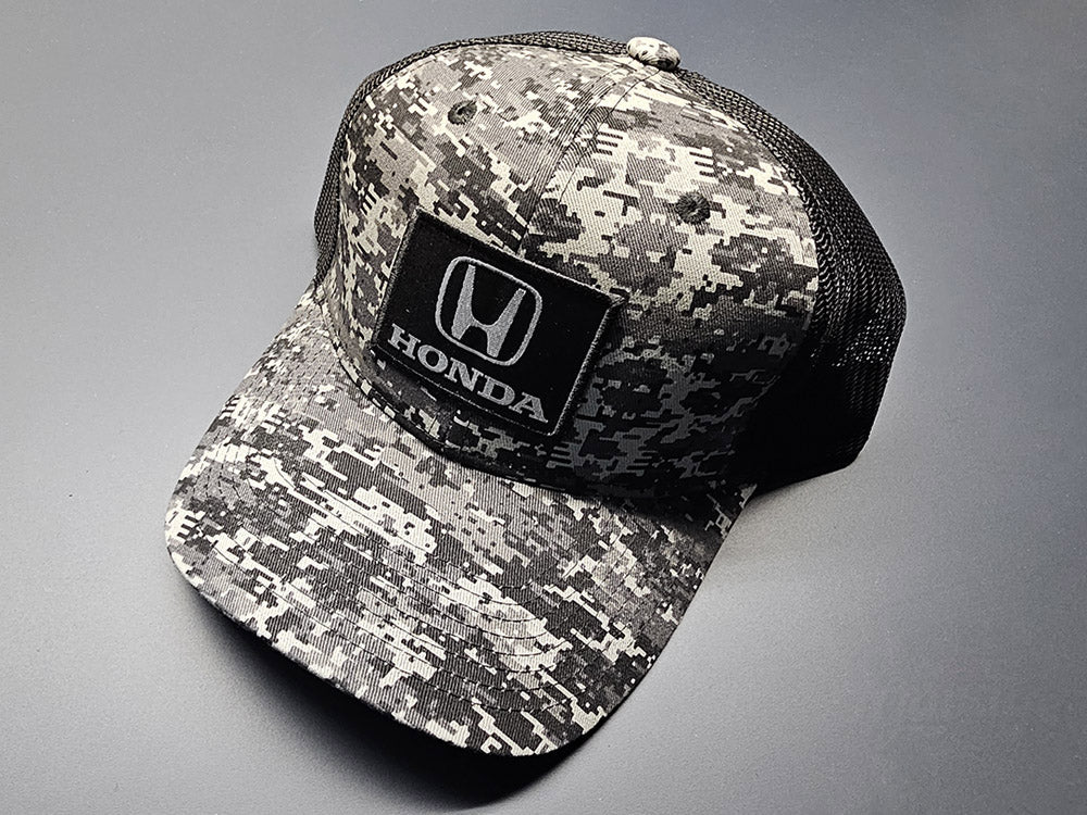 Black Camo Honda Hat Angle View With H Logo