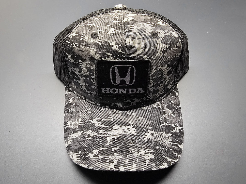 Black Camo Honda Hat Front View
