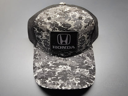 Black Camo Honda Hat Front View