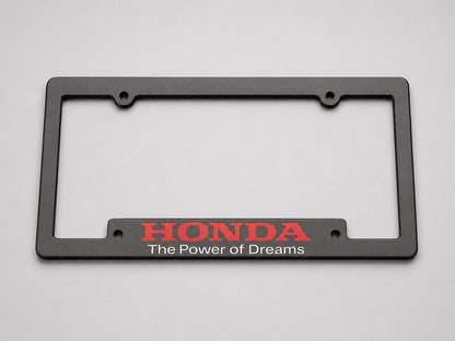 Official Honda The Power of Dreams black license plate frame with red Honda logo