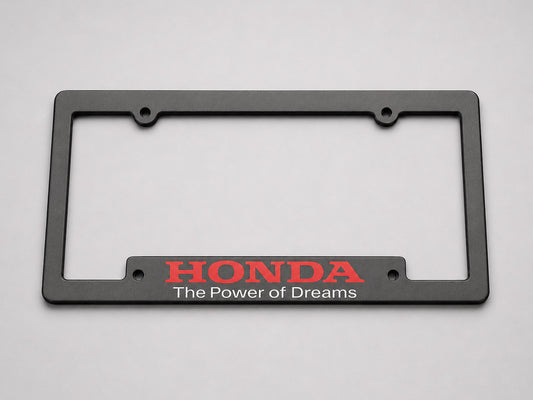 Official Honda The Power of Dreams black license plate frame with red Honda logo