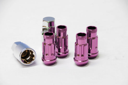 Wheel Mate Wheel Mate Muteki SR48 Open End Locking Lug Nut Set of 4 - Pink 12x1.25 48mm - Front View