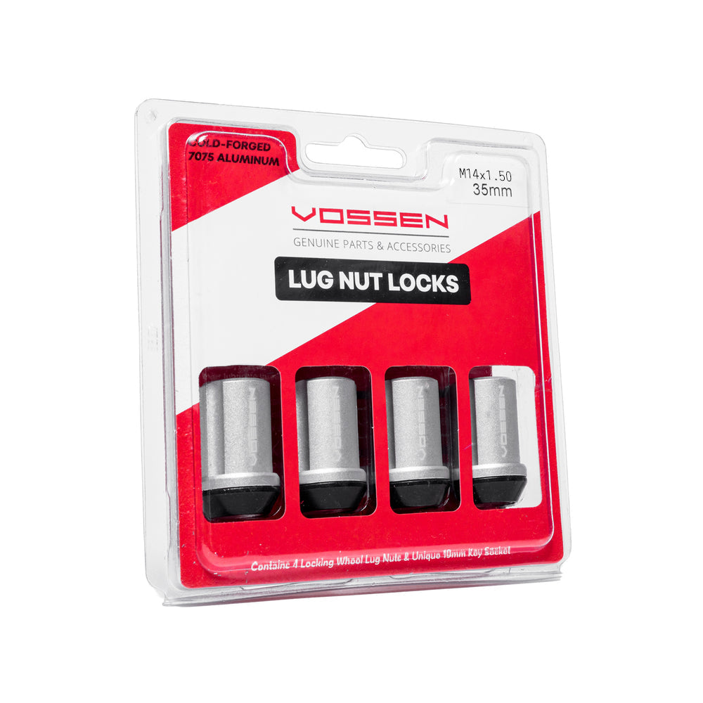 Vossen 35mm Lock Nut - 14x1.5 - 19mm Hex - Cone Seat - Silver (Set of 4)