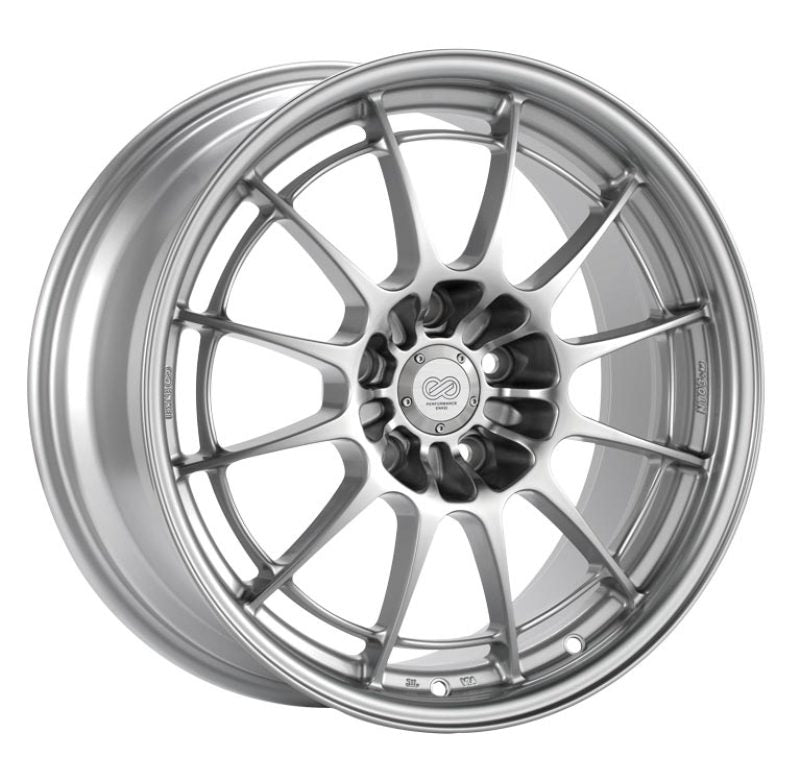 Enkei NT03+M 18x9.5 F1 Silver racing wheel front view