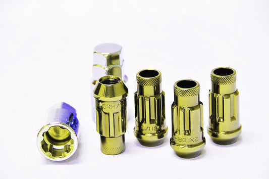 Wheel Mate Wheel Mate Muteki SR48 Open End Locking Lug Nut Set of 4 - Gold Chrome 12x1.25 48mm - Front View