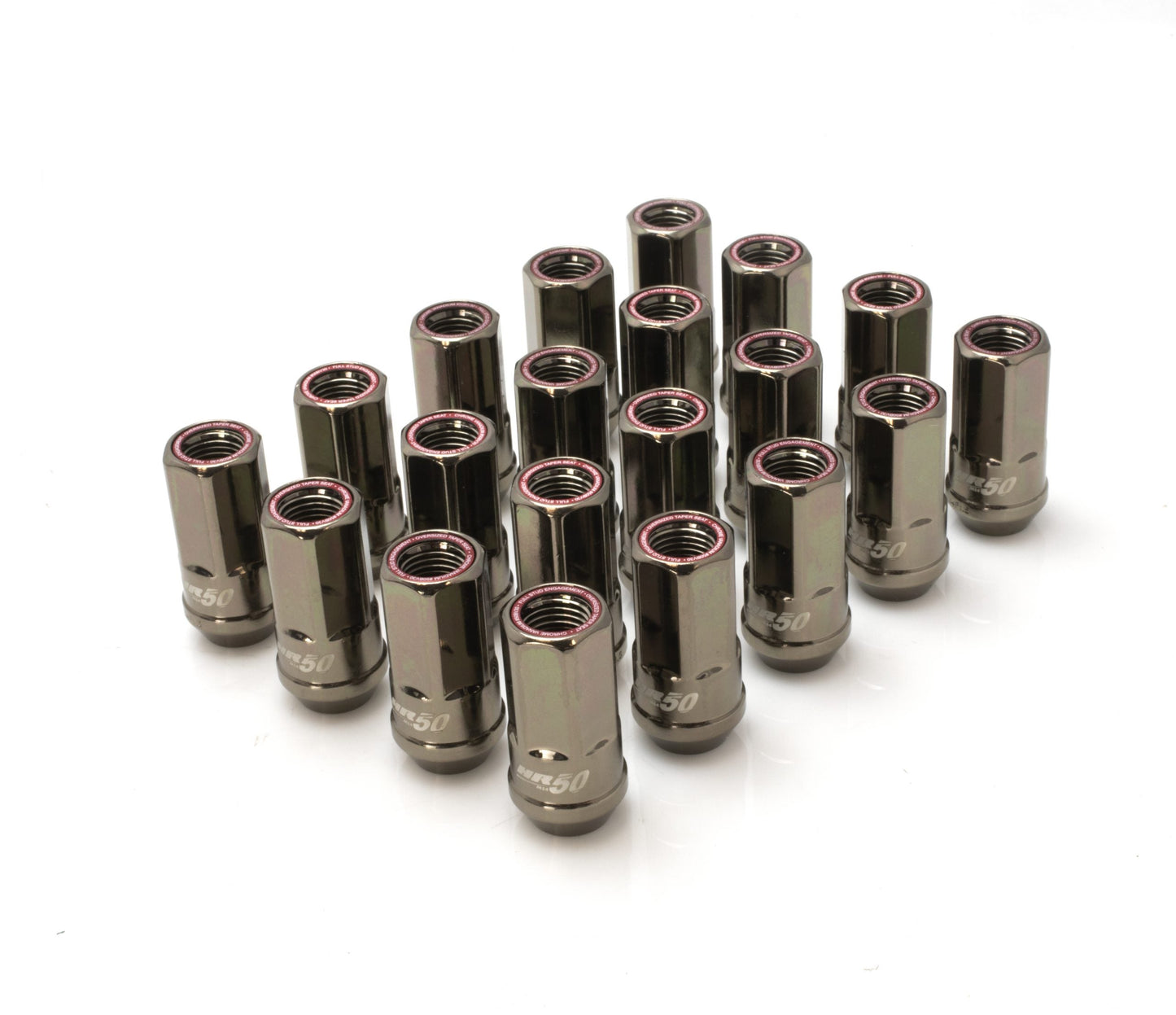 Wheel Mate Muteki HR50 Open End Lug Nuts - Titanium Chrome w/ Red Ring 14x1.50