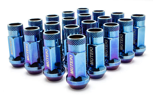 Wheel Mate Wheel Mate Muteki SR48 Open End Lug Nuts - Burning Blue Neon 12x1.25 48mm - Front View