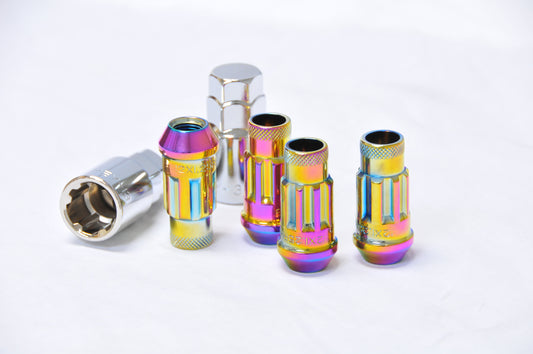 Wheel Mate Wheel Mate Muteki SR48 Open End Locking Lug Nut Set of 4 - Neon 12x1.25 48mm - Front View