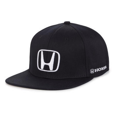 Black Honda Hat H Logo Flat Bill Cap